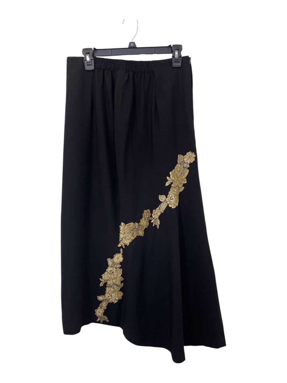 Vintage Black Maxi Skirt with Gold Floral Embroidered,12 - Picture 3 of 9